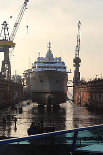 ship, shipyard, hamburg, dock, dry dock, back light, draught HD wallpaper