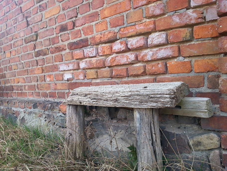 bench, old, brick, village, loneliness, wooden, wood - Material HD wallpaper