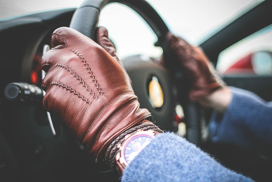 Driver with Brown Leather Driving Gloves, car, cars, speed, steering wheel, HD wallpaper