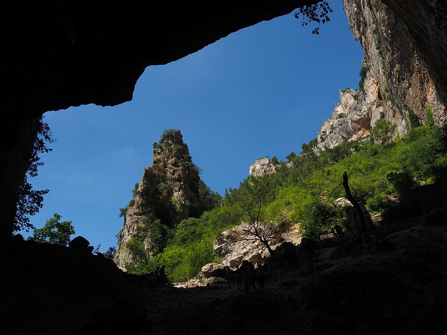 source de la sorgue, spring, water cave, river, source of sorgue, HD wallpaper