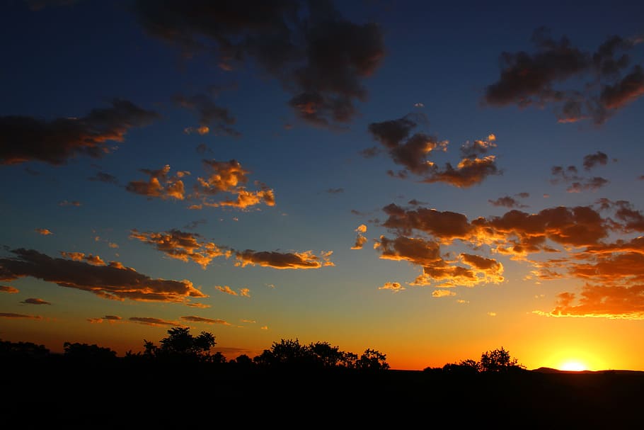 sunset, dawn, nature, panoramic, sky, silhouette, beauty in nature HD wallpaper