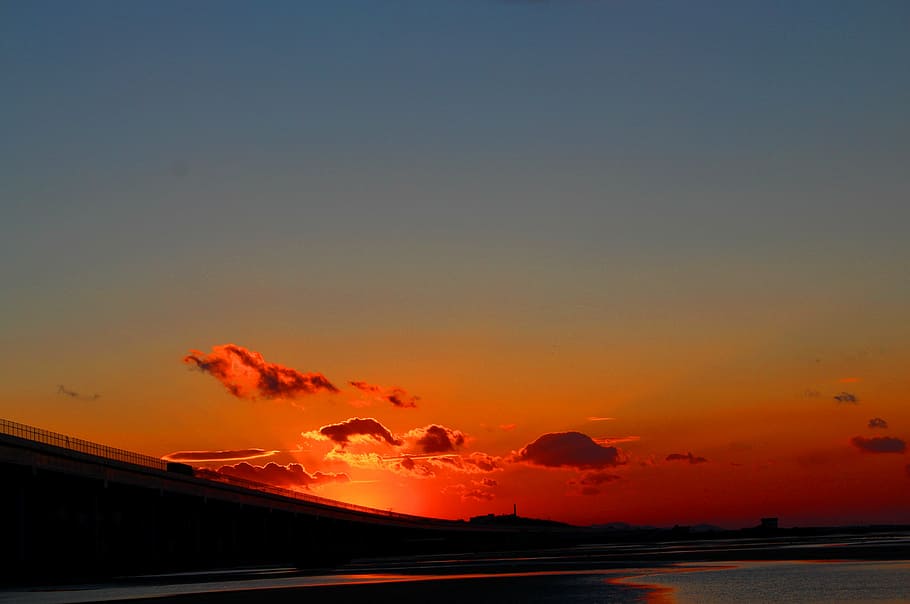 sunset, clouds, sky, evening sky, horizon, sunset sky, golden HD wallpaper
