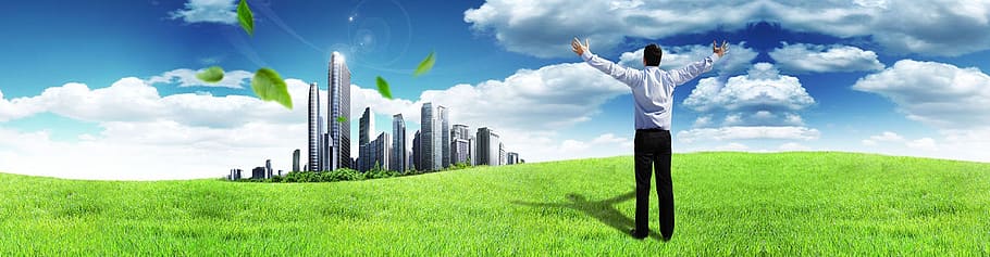 sky, master, city, grass, cloud - sky, nature, panoramic, landscape HD wallpaper