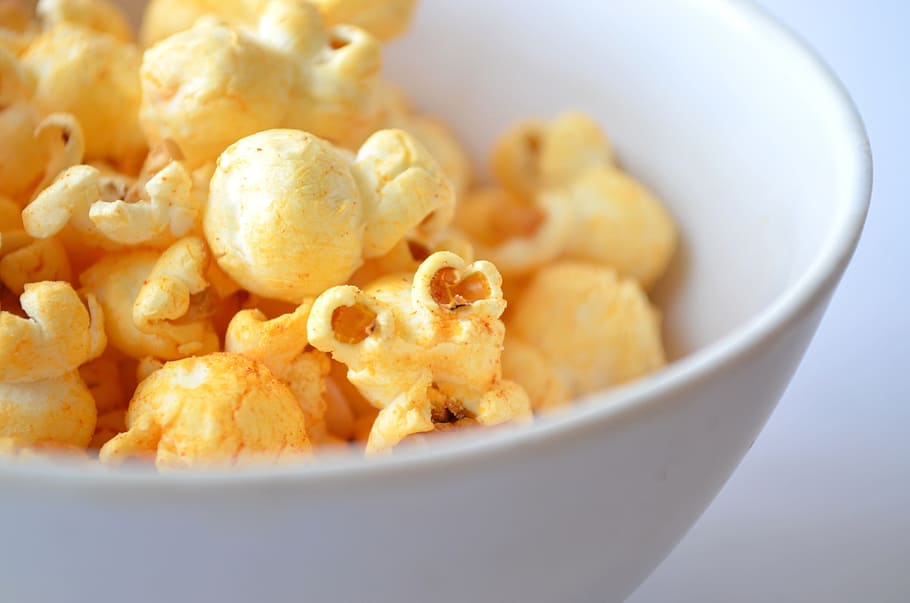 popcorn in bowl, food, maize, puffed, fried, snack, close-up, HD wallpaper