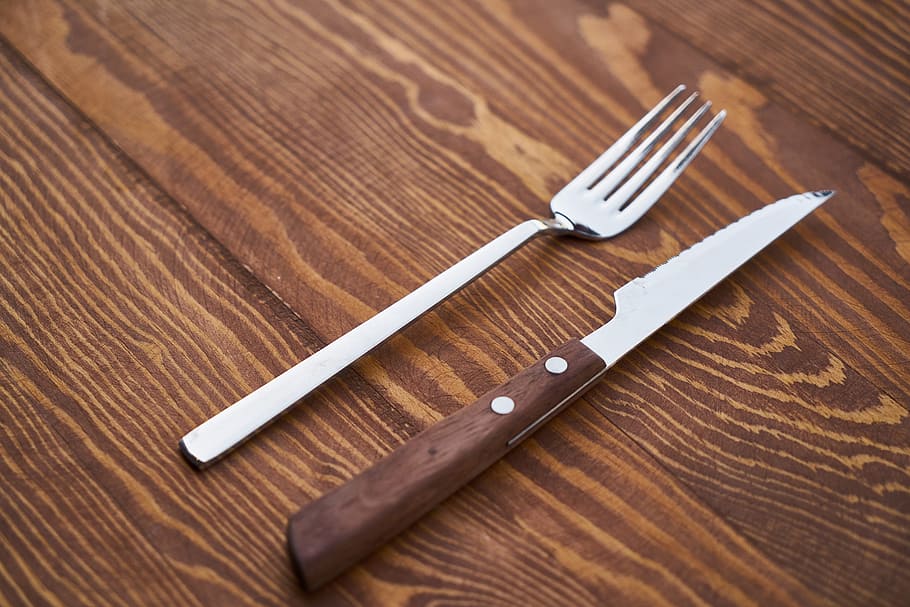 table, fork, knife, product photo, background, copy space, healthy eating HD wallpaper