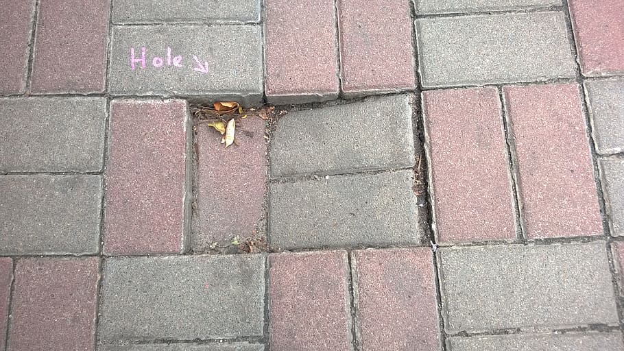 pavement, hole, warning, high angle view, day, footpath, no people HD wallpaper