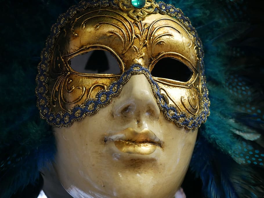 person in gold mask figurine, carnival, venice, anonymous, colors HD wallpaper