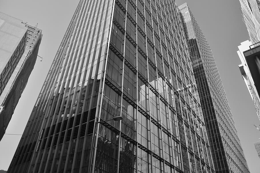pattern, commercial building, black white, building exterior HD wallpaper