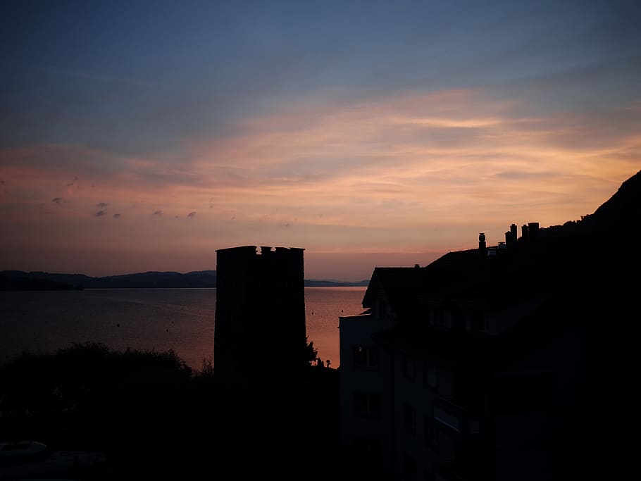 castle, sunset, sea, sky, built structure, architecture, building exterior HD wallpaper