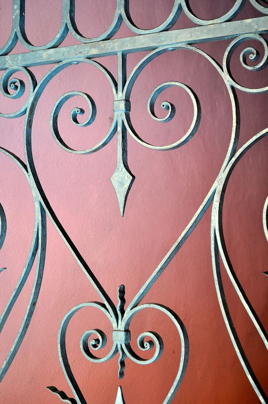 design, pattern, gate, geometric, shape, heart, pink, full frame HD wallpaper