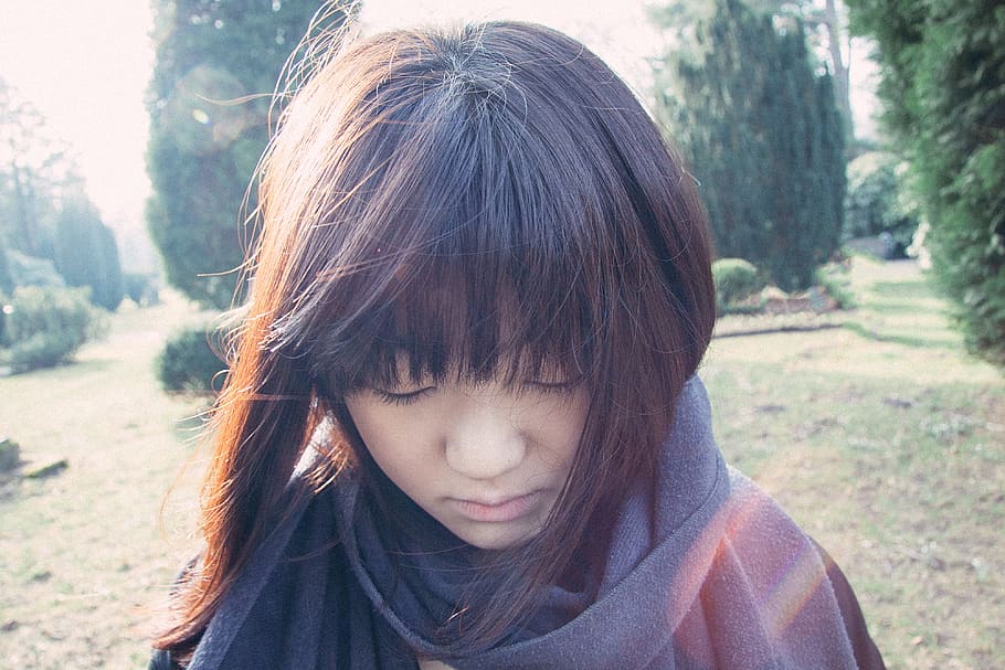 Sad girl in park, people, outdoors, one Person, women, nature HD wallpaper