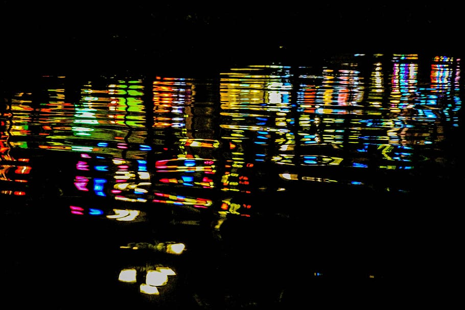 body of water, blue and multicolored body of water, reflection HD wallpaper