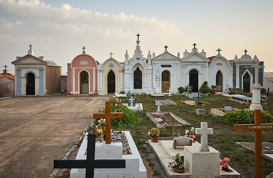 selective focus photography of cemetery, untitled, cemetary, graveyard HD wallpaper