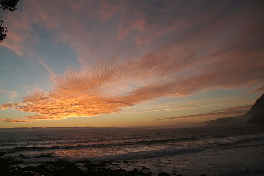 sky, sea, landscape, clouds, beach, sunset, horizon, costa HD wallpaper