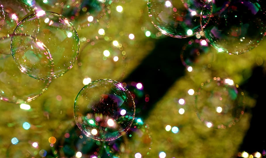 close-up photo of bubbles, soap bubbles, colorful, fly, make soap bubbles HD wallpaper