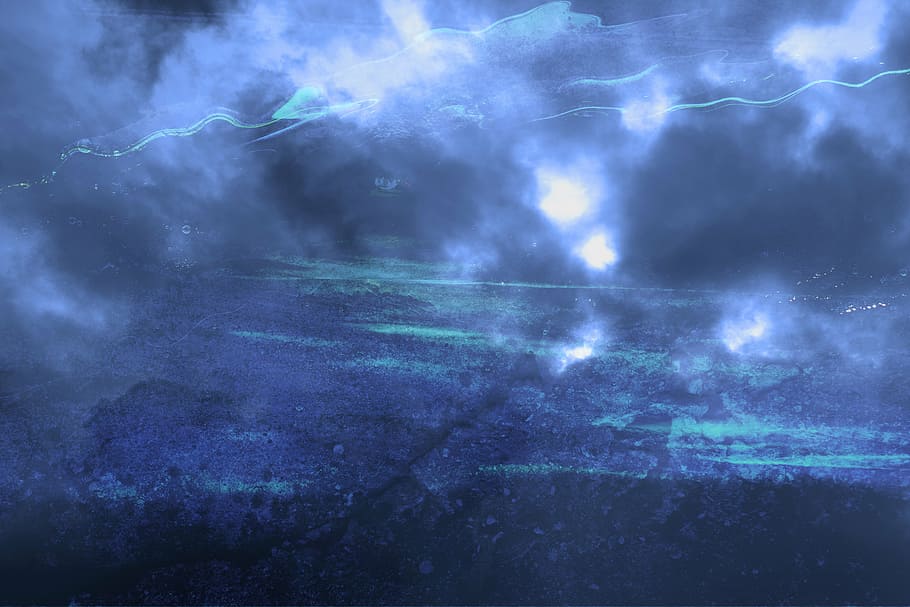 lightning on clouds, ocean, deep, sea, water, underwater, mood HD wallpaper