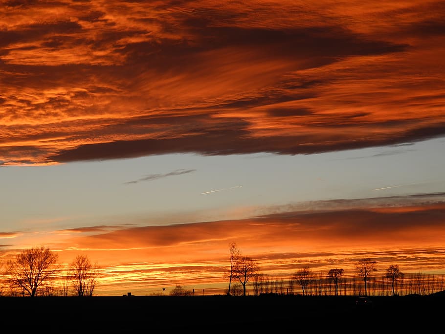 sky, sunset, orange, nature, landscape, afterglow, cloud - sky HD wallpaper