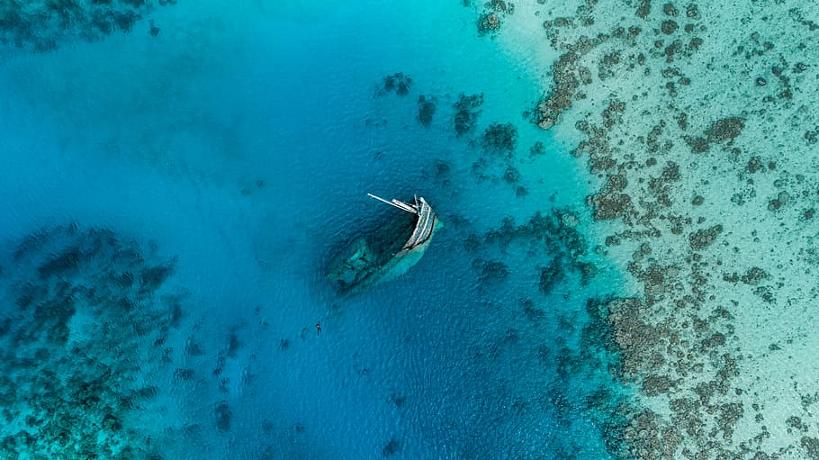 shipwreck ocean boat aerial