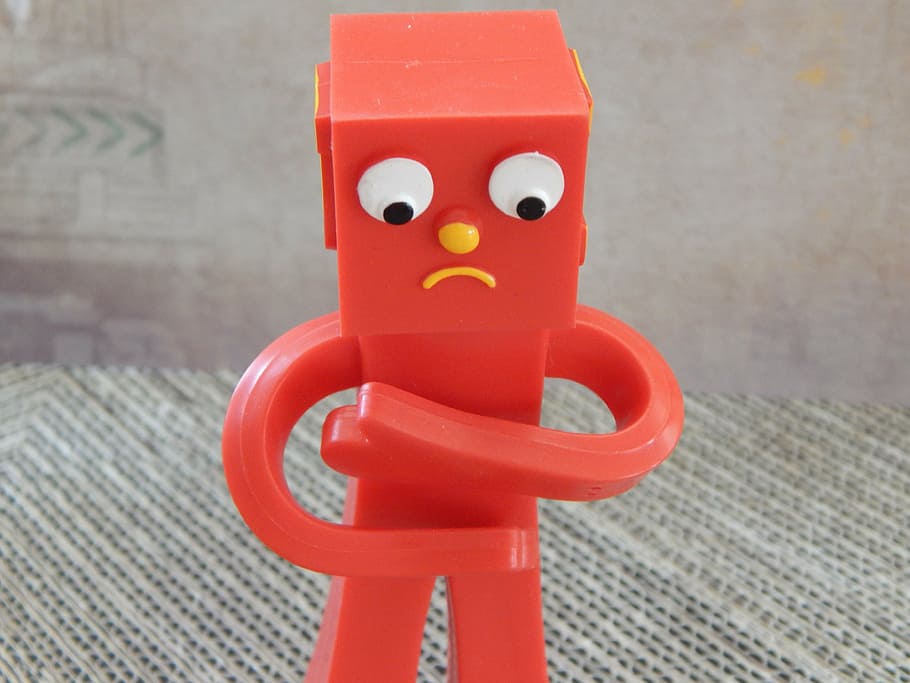 close-up photography of red toy robot, figure, sick, ill, illness HD wallpaper