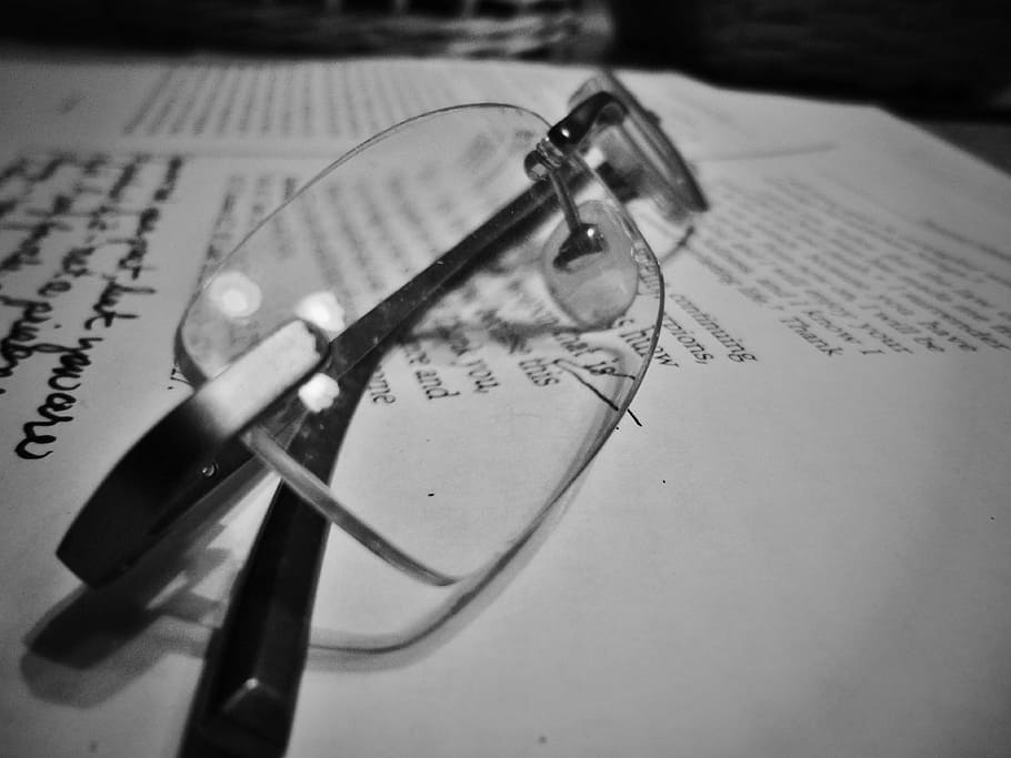 eyeglasses on book page, reader, frames, optical, fashion, geek HD wallpaper