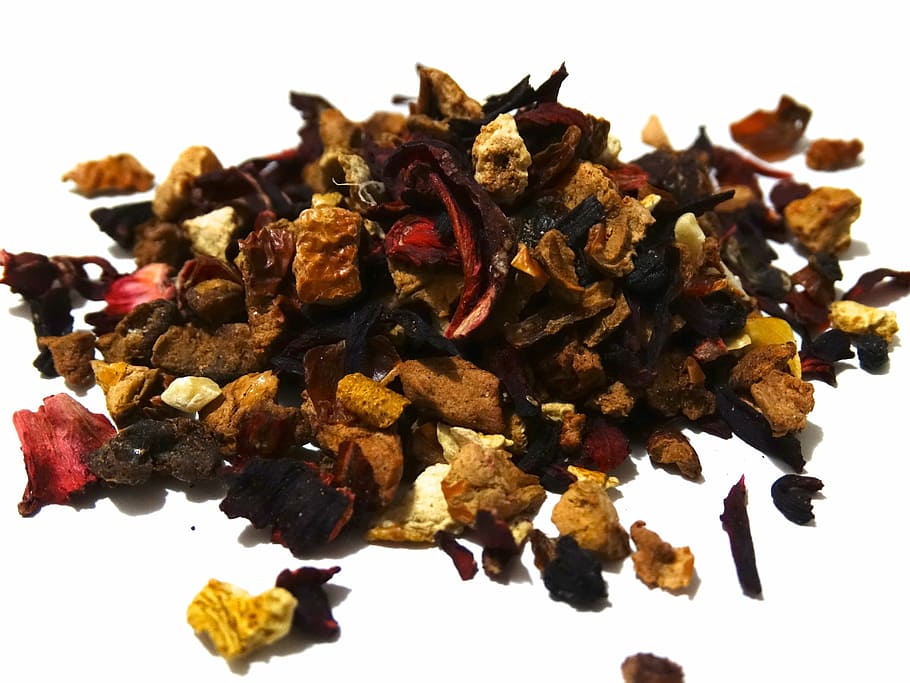 scented flower lot, tee, fruit tea, dried, food and drink, white background HD wallpaper