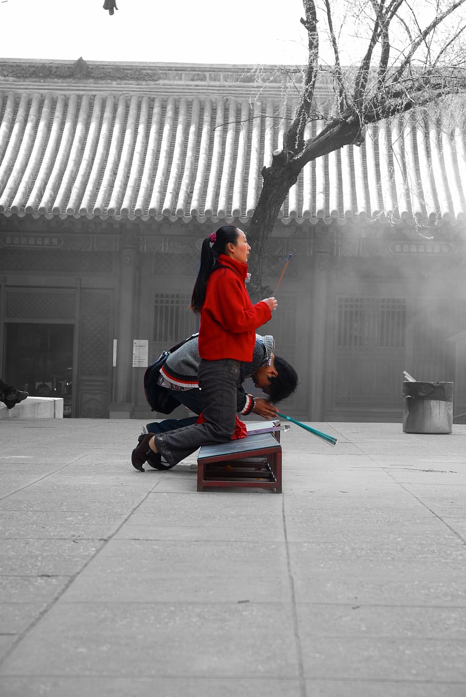 Praying, Religion, Buddhist, full length, two people, adult HD wallpaper