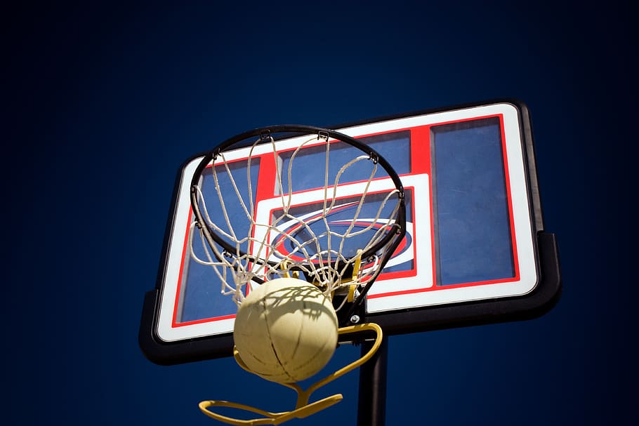 basketball, rim, shot, hoop, sport, play, game, recreation, HD wallpaper