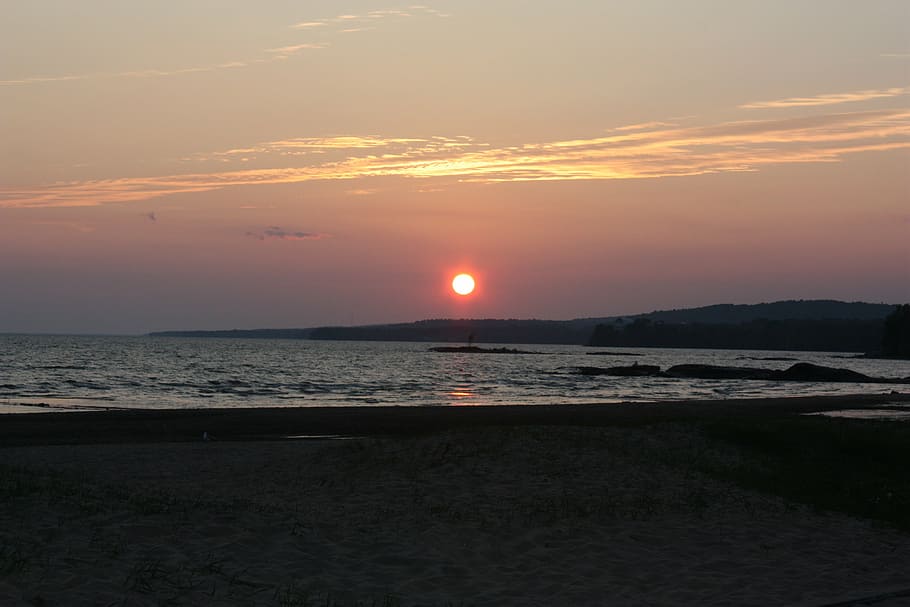 sunset, landscape, sky, sea, water, scenics - nature, beauty in nature HD wallpaper