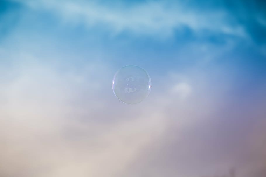 white cloudy sky, photography, bubble, blue, pink, nature, clouds HD wallpaper