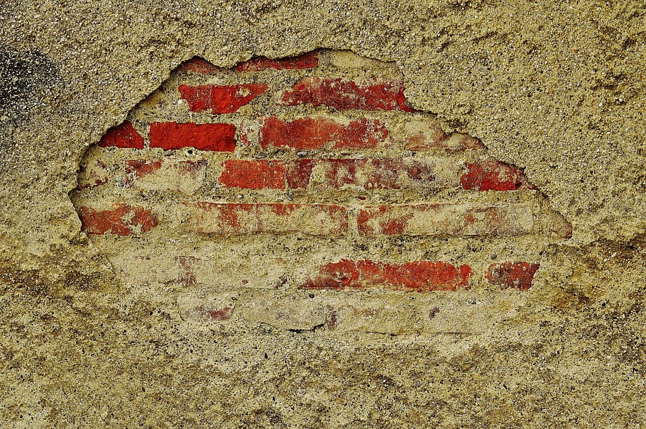 gray and red surface, wall, plaster, background, facade, structure HD wallpaper