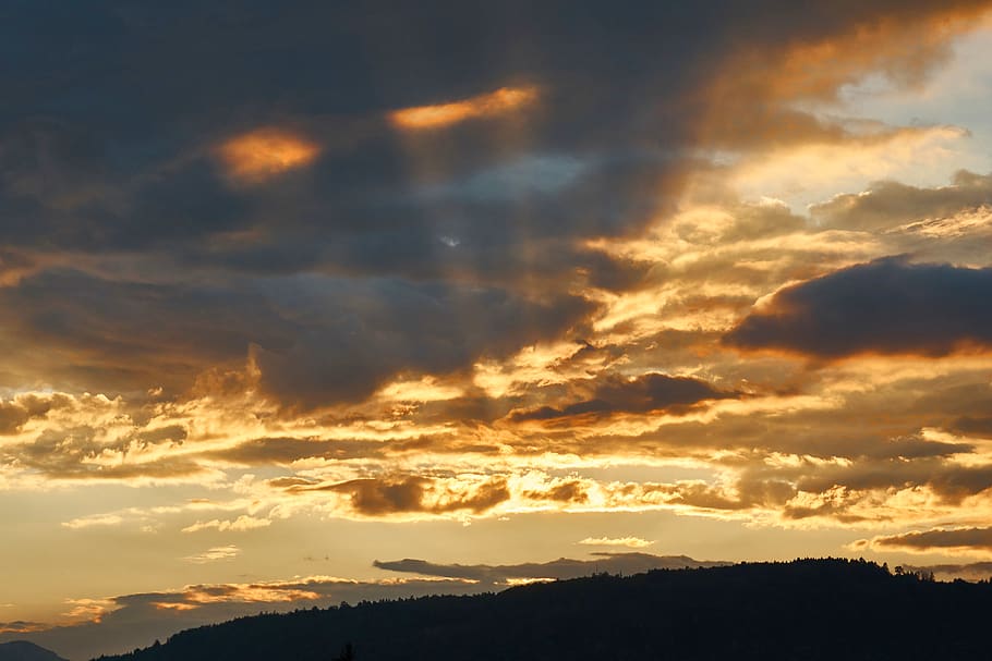 sunset, evening sky, clouds, cloud - sky, beauty in nature HD wallpaper