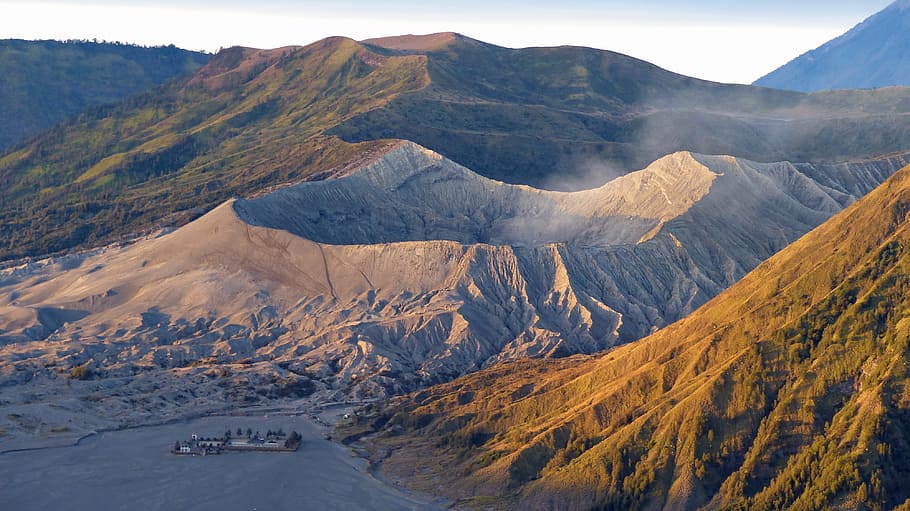 indonesia, java, volcano, bromo, crater, landscape, mountain HD wallpaper