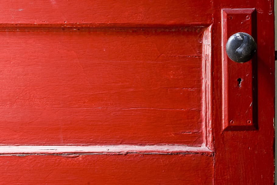 red wooden door, Opportunity, wood - material, closed, front door HD wallpaper