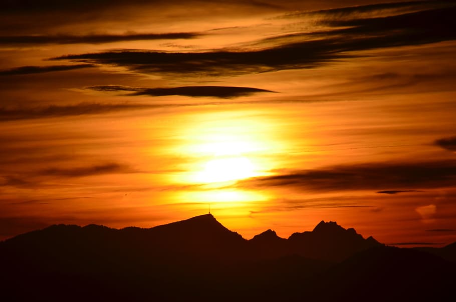 sun, sunset, abendstimmung, sky, clouds, evening sky, nature HD wallpaper