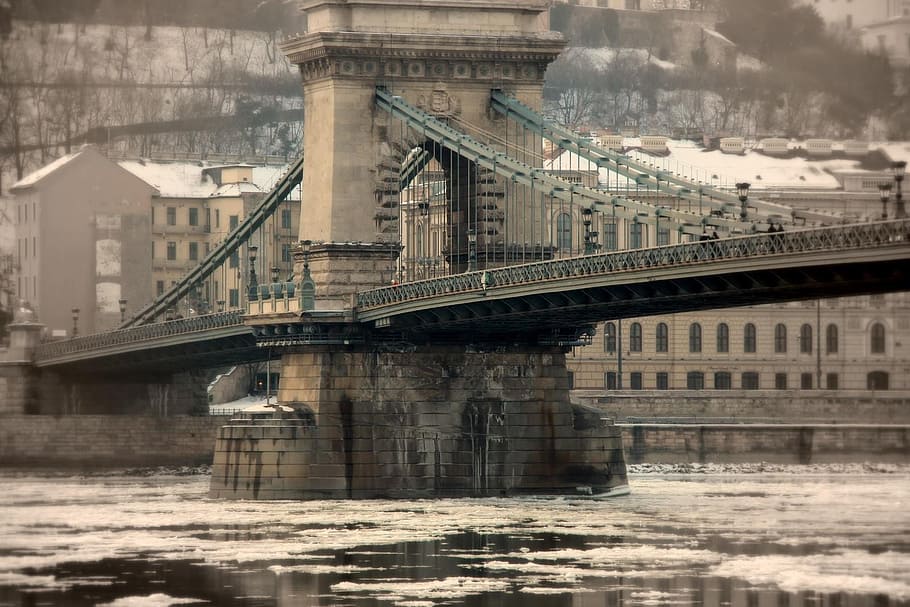 Budapest, Chain Bridge, Hungary, bridge - man made structure HD wallpaper