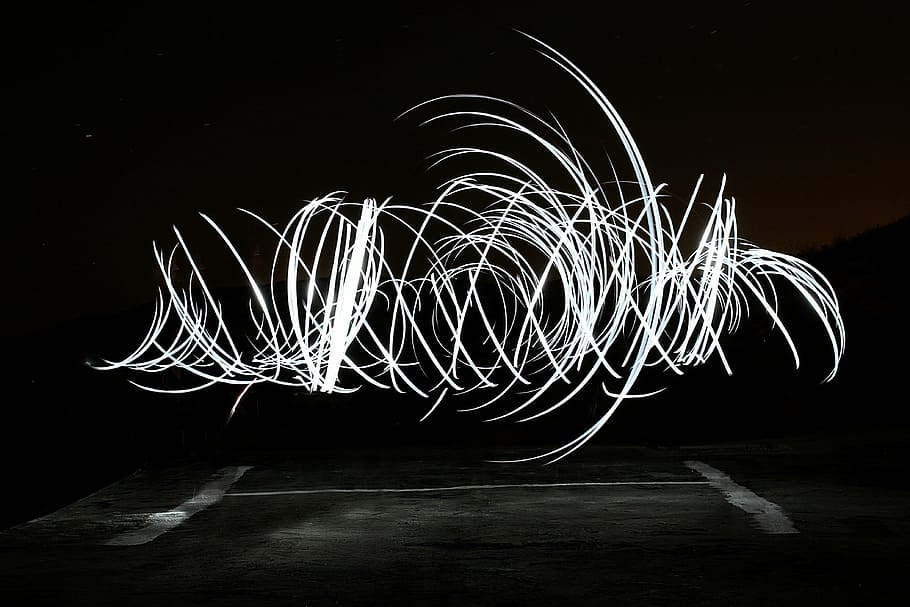 time lapse photography of lights, lightpaint, nighttime, darkness HD wallpaper