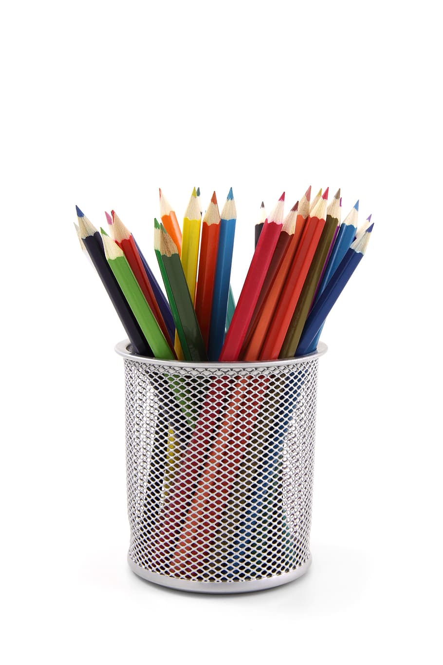 assorted coloring pencils in gray pencil holder, color pencils HD wallpaper