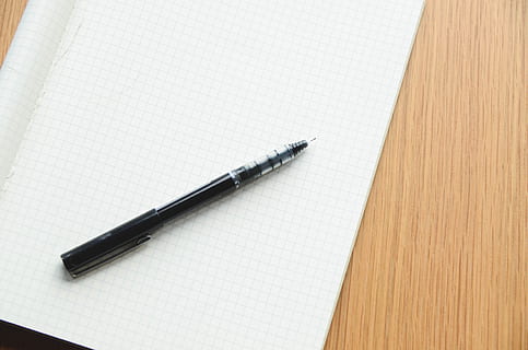 black ballpoint pen on white textile, notepad, write, plan HD wallpaper