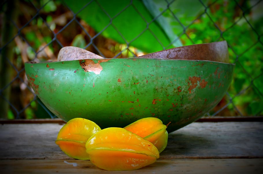 fruit, yellow, indian, green, carambolas, plates, nature, sweet, HD wallpaper