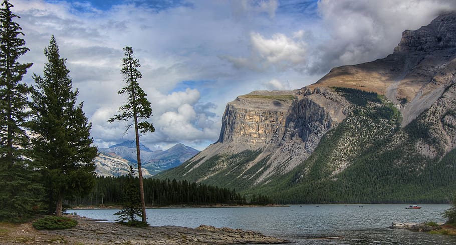 landscape photo of mountain behind body of water, landscape photography of mountains near body of water HD wallpaper