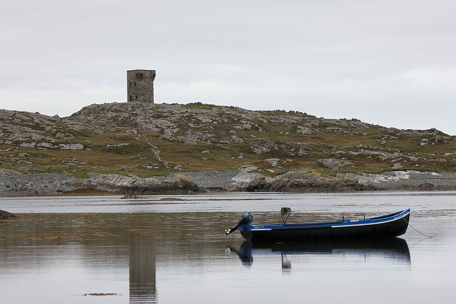Connemara, Boat, Ireland, Water, landscape, irish, sea, nature, HD wallpaper