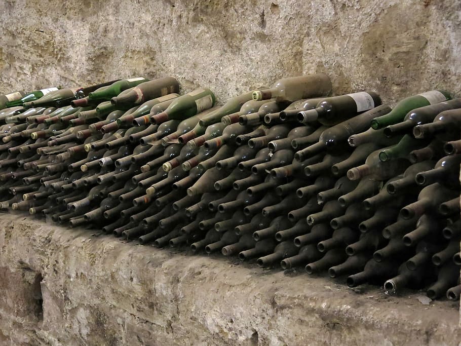Bottles, Wine, Cellar, Glass, Old, dusty, underground, storage HD wallpaper
