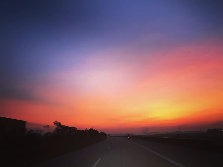 sunset, sky, orange, landscape, light, summer, sunlight, color HD wallpaper