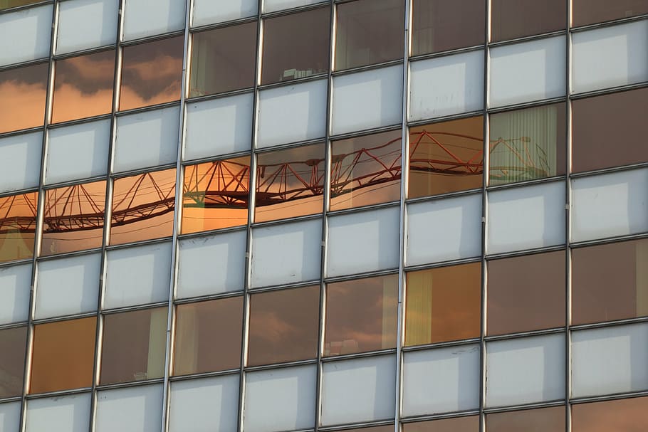 belgium, antwerp, building, reflection, cranes, building exterior HD wallpaper