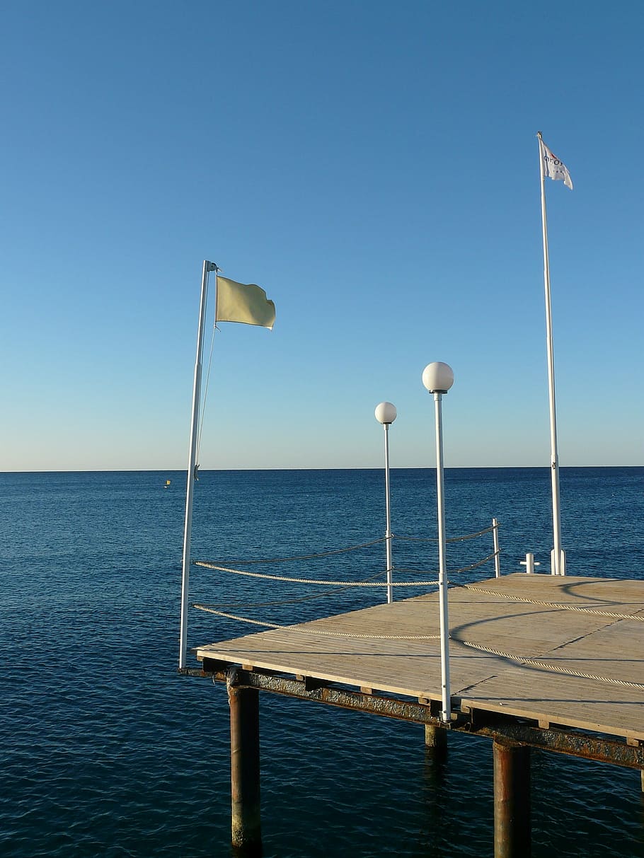 Jetty, Turkey, Turkish Riviera, Sea, clear sky, horizon over water, HD wallpaper