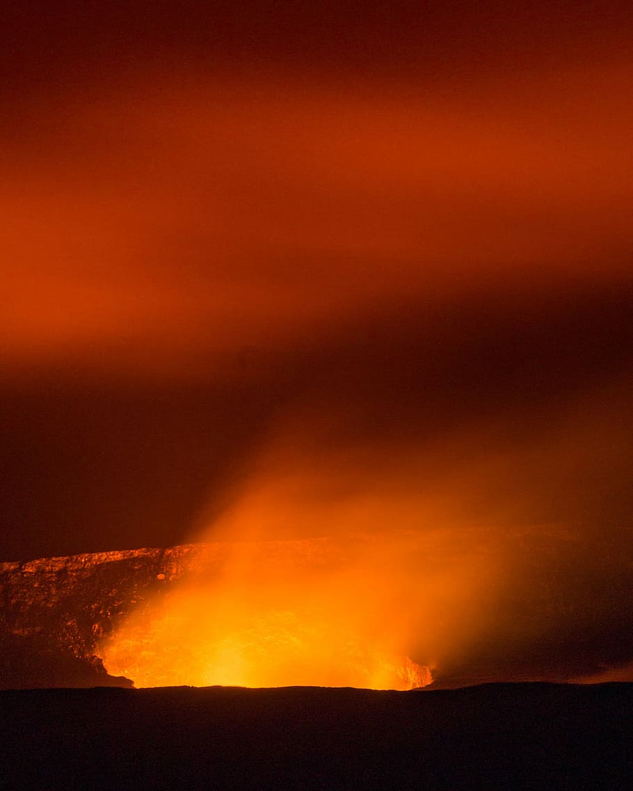 brown rock formation, lava in hole nature photography, volcano HD wallpaper