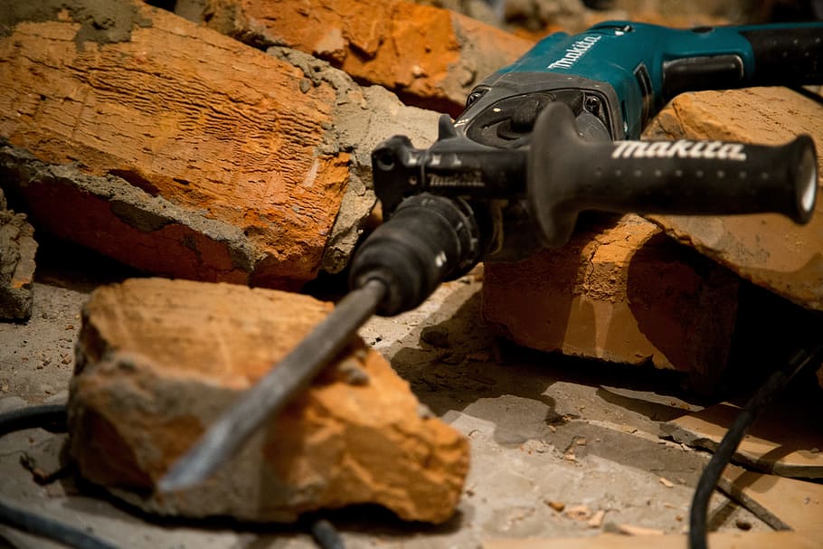 construction, repair, building an object, punch, brick, broken brick HD wallpaper