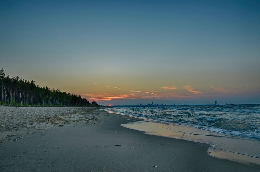 Gdańsk, Balyk, Baltic Sea, the baltic sea, sunset, view, beach, HD wallpaper