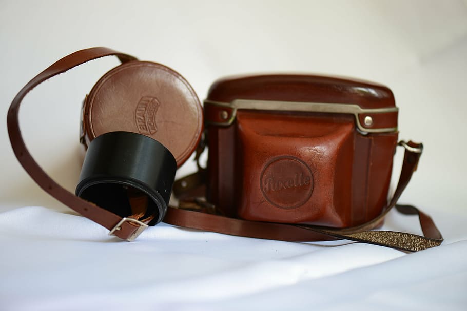 camera bag, soft lens case, old, leather, nostalgic, used, indoors HD wallpaper