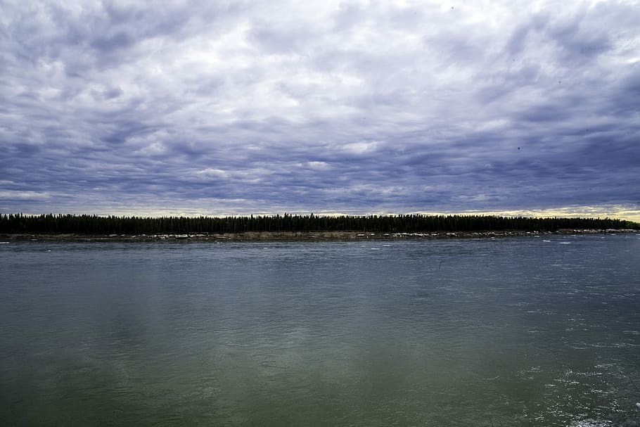 Landscape across the McKenzie River under the Clouds, landscapes HD wallpaper